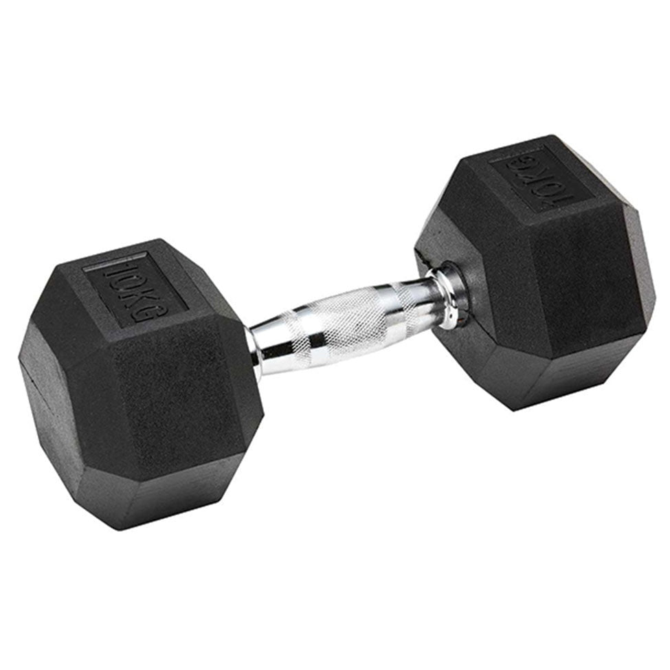 Gym Dumbbells made of steel, covered in rubber.